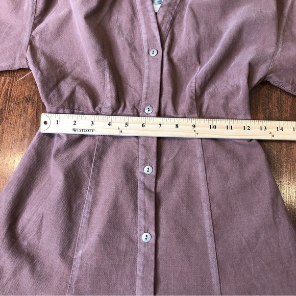 Zara pink/brown corduroy button up mini dress size XS NWT - Picture 7 of 11